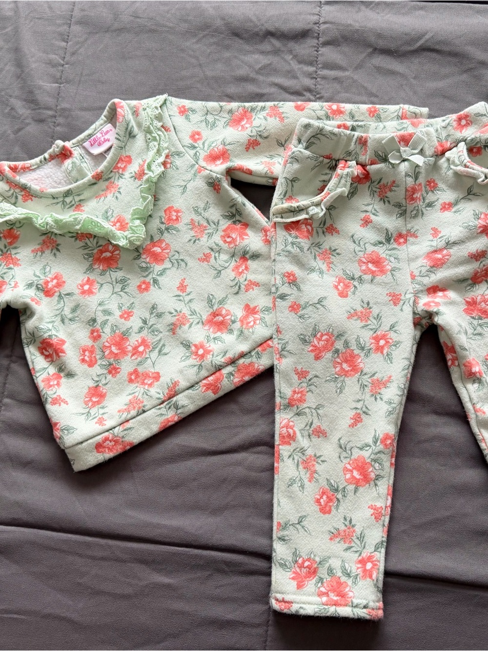 Little Lass Mint and Coral Floral  Set